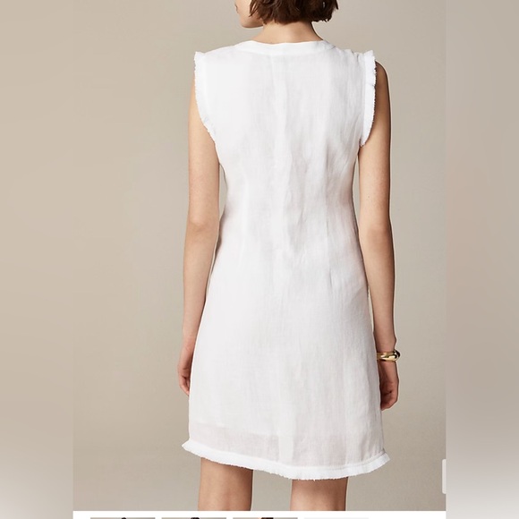 NW T J.Crew Size XL 100% Linen Raw-hem mini shirtdress In white - Picture 3 of 15
